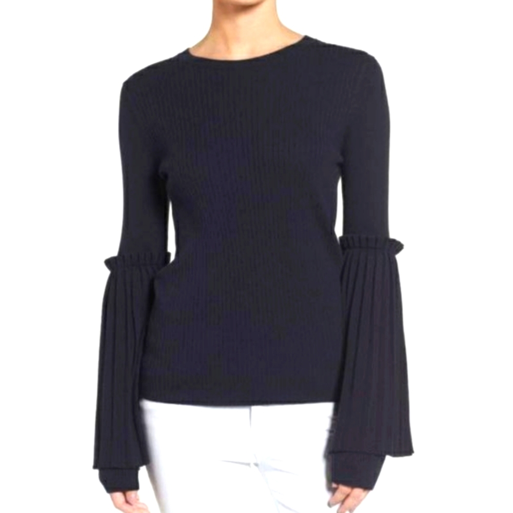 Chelsea28 Bell Sleeve Navy Top